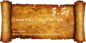 Zavarkó Szilárd névjegykártya